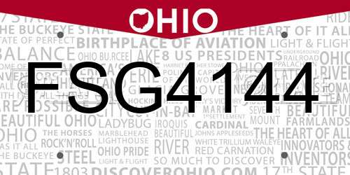 FSG4144 Ohio License Plate