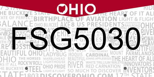 FSG5030 Ohio License Plate