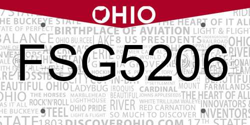 FSG5206 Ohio License Plate
