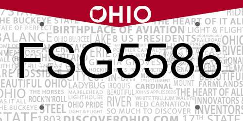 FSG5586 Ohio License Plate