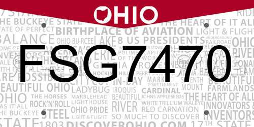 FSG7470 Ohio License Plate