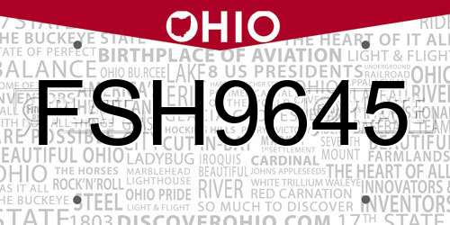 FSH9645 Ohio License Plate