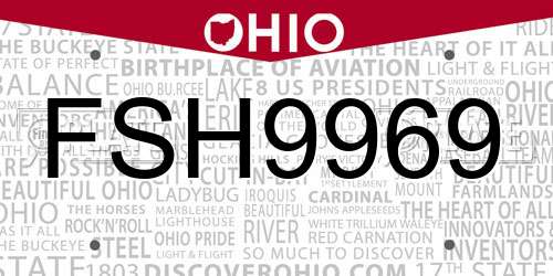 FSH9969 Ohio License Plate