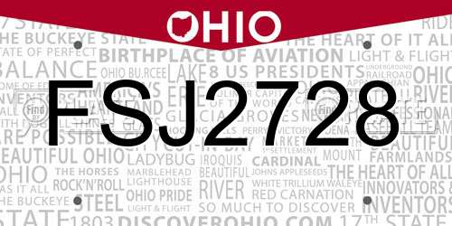 FSJ2728 Ohio License Plate