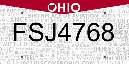FSJ4768 Ohio License Plate