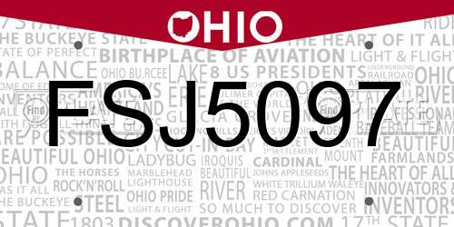 FSJ5097 Ohio License Plate