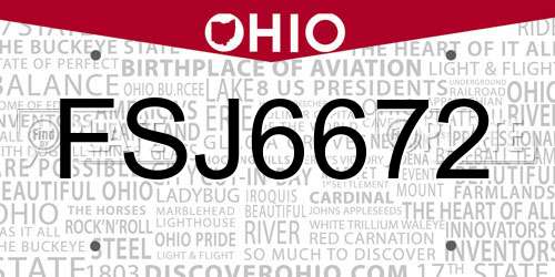 FSJ6672 Ohio License Plate