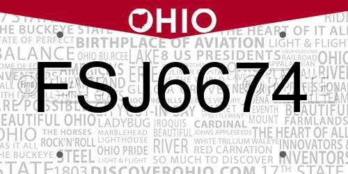 FSJ6674 Ohio License Plate