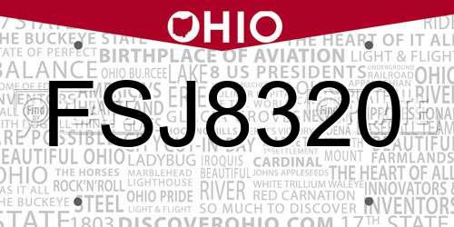 FSJ8320 Ohio License Plate