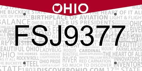 FSJ9377 Ohio License Plate