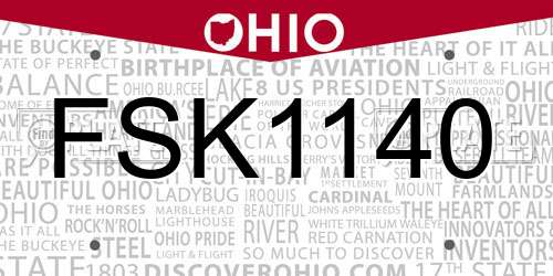 FSK1140 Ohio License Plate
