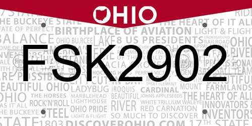 FSK2902 Ohio License Plate
