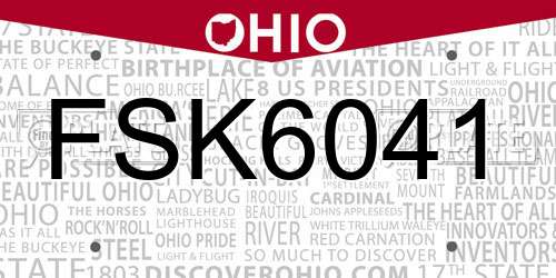 FSK6041 Ohio License Plate