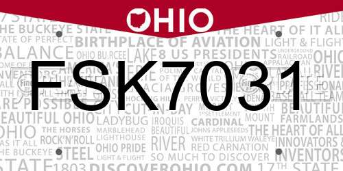 FSK7031 Ohio License Plate