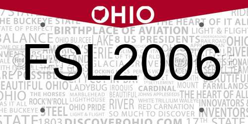 FSL2006 Ohio License Plate