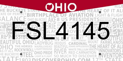 FSL4145 Ohio License Plate