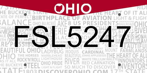 FSL5247 Ohio License Plate