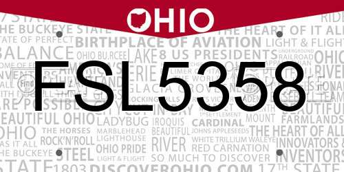 FSL5358 Ohio License Plate