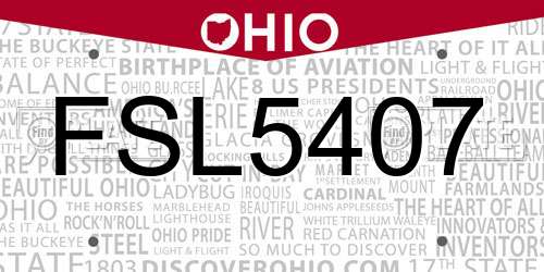 FSL5407 Ohio License Plate