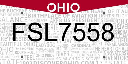 FSL7558 Ohio License Plate