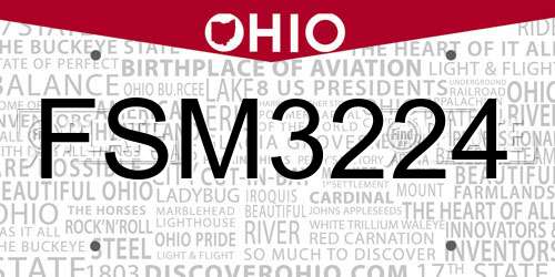 FSM3224 Ohio License Plate