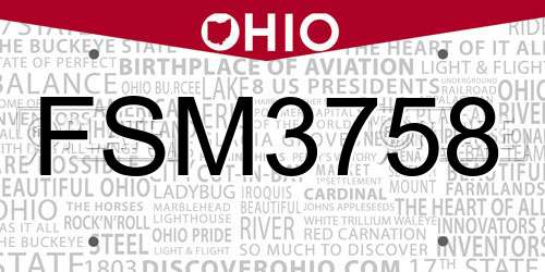 FSM3758 Ohio License Plate