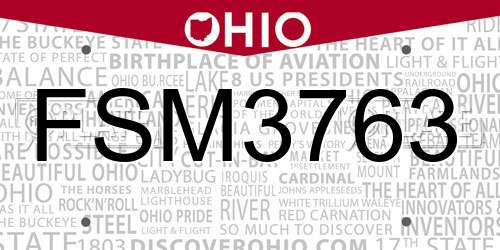 FSM3763 Ohio License Plate