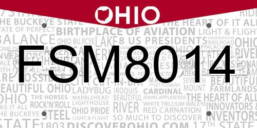 FSM8014 Ohio License Plate