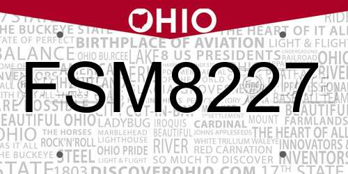 FSM8227 Ohio License Plate
