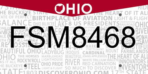 FSM8468 Ohio License Plate