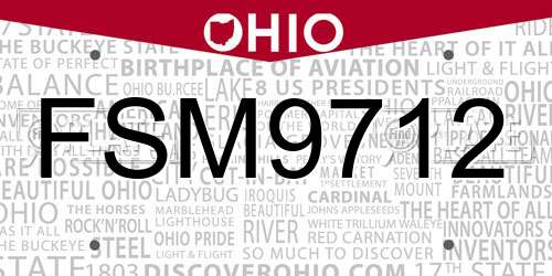 FSM9712 Ohio License Plate