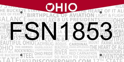 FSN1853 Ohio License Plate