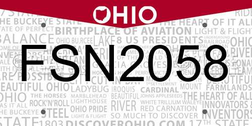 FSN2058 Ohio License Plate