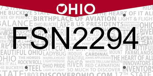 FSN2294 Ohio License Plate