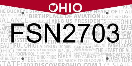 FSN2703 Ohio License Plate