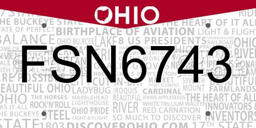FSN6743 Ohio License Plate