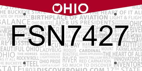 FSN7427 Ohio License Plate