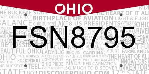 FSN8795 Ohio License Plate