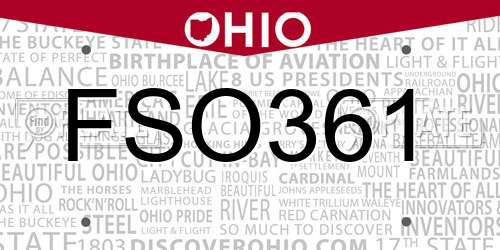 FSO361 Ohio License Plate