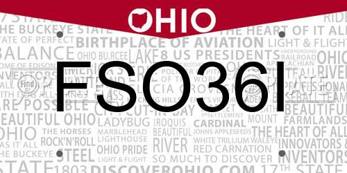 FSO36I Ohio License Plate