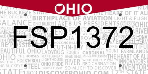 FSP1372 Ohio License Plate