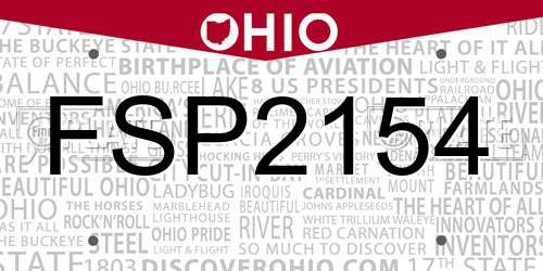 FSP2154 Ohio License Plate