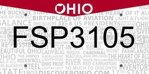 FSP3105 Ohio License Plate