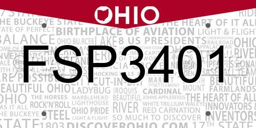 FSP3401 Ohio License Plate