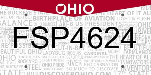 FSP4624 Ohio License Plate