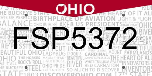 FSP5372 Ohio License Plate