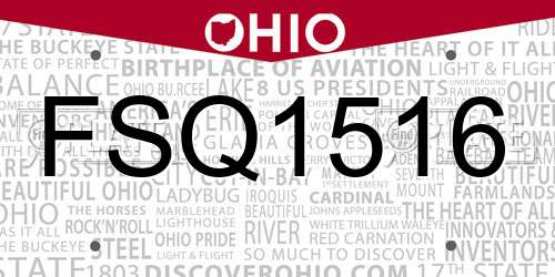FSQ1516 Ohio License Plate