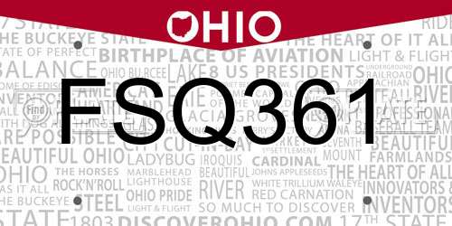 FSQ361 Ohio License Plate