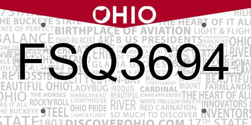 FSQ3694 Ohio License Plate