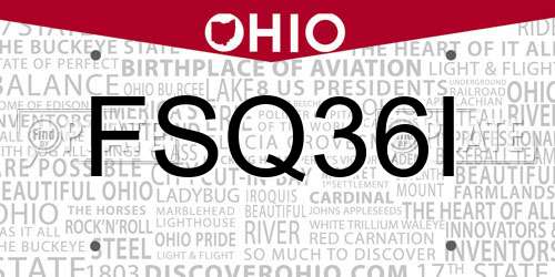 FSQ36I Ohio License Plate